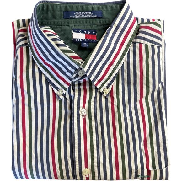 Vintage Tommy Hilfiger Shirt Mens XL‎ Striped Long Sleeve Button Down w/Pocket - Picture 1 of 9
